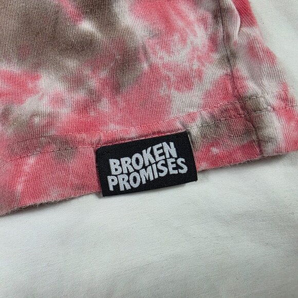 Broken Promises Anxiety Tie Dye Mens Large Pink Brown Shirt Anime Casual Expos - Picture 5 of 9